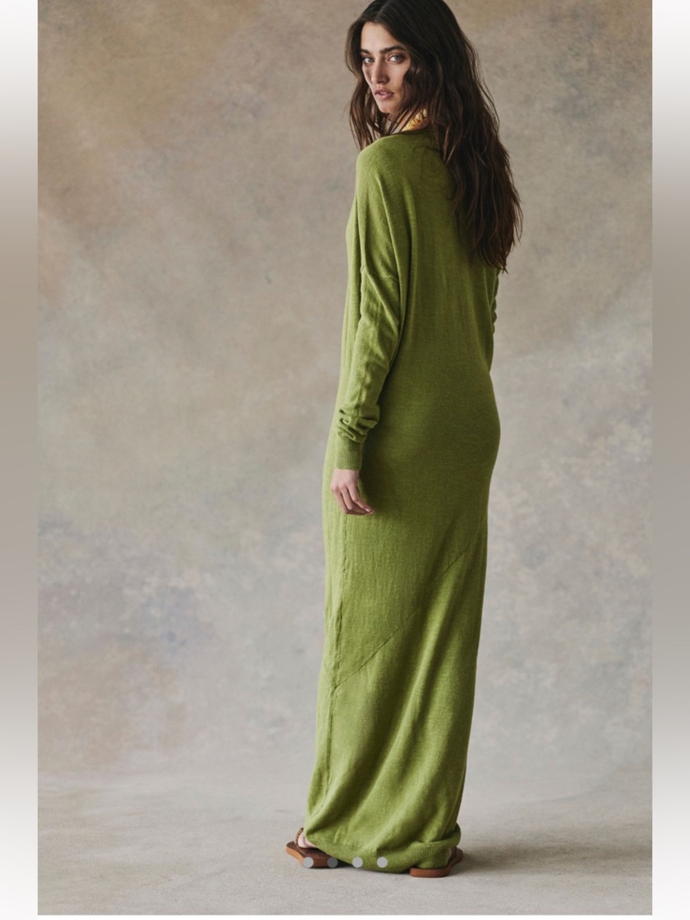 Free People Olive Green Long Knit Maxi Dress - Picture 3 of 7